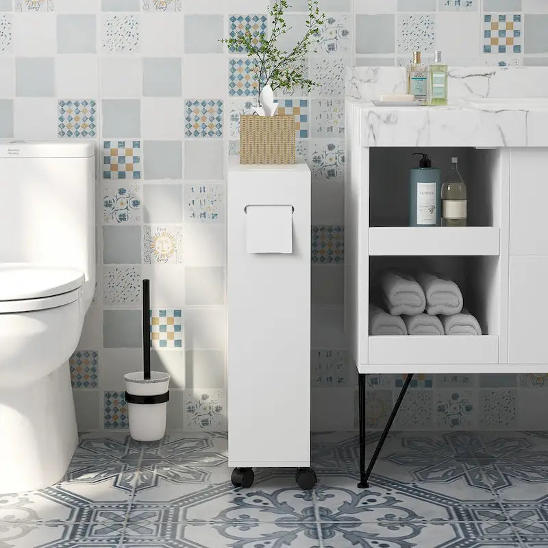 Small Bathroom Storage Cabinet with Paper Holes