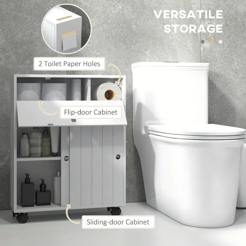 Small Bathroom Storage Cabinet with Paper Holes
