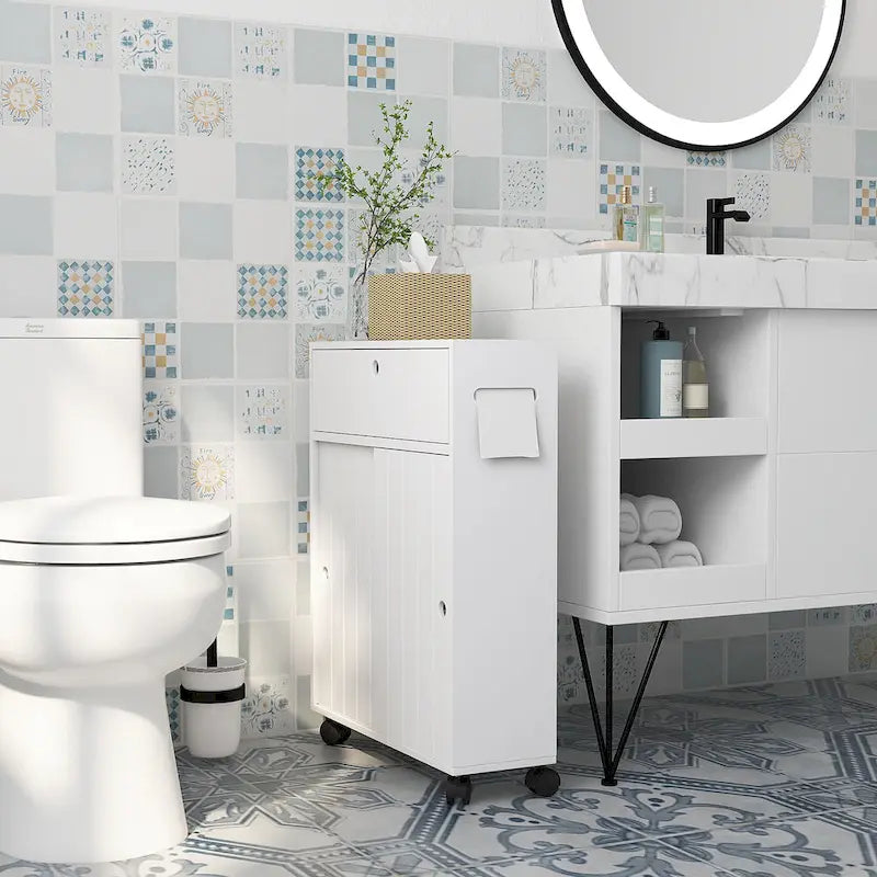 Small Bathroom Storage Cabinet with Paper Holes