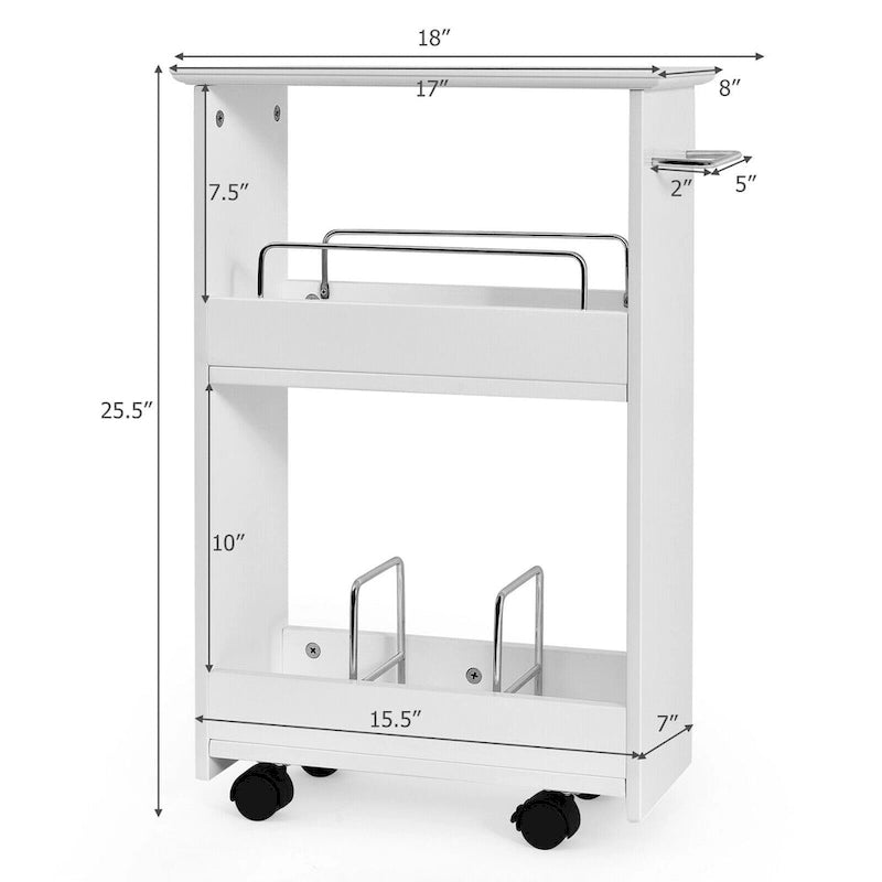 Slim Rolling Storage Cart 3-Tier Bathroom Cabinet Mobile