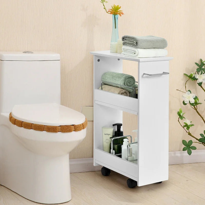 Slim Rolling Storage Cart 3-Tier Bathroom Cabinet Mobile