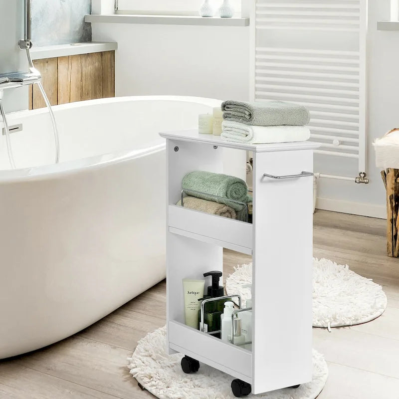 Slim Rolling Storage Cart 3-Tier Bathroom Cabinet Mobile