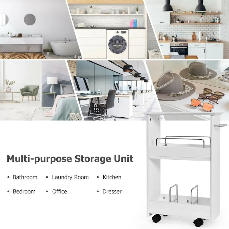 Slim Rolling Storage Cart 3-Tier Bathroom Cabinet Mobile