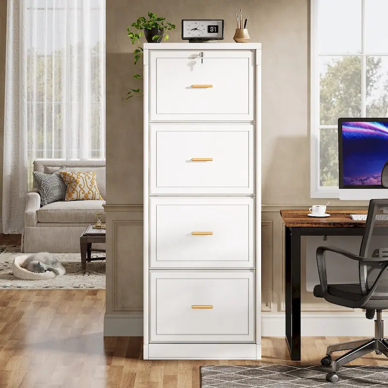 Vertical 4 Drawer File Cabinet with Lock and Key for Home Office
