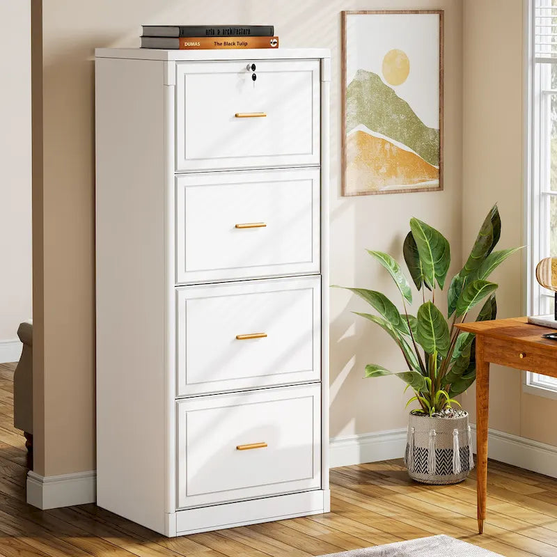 Vertical 4 Drawer File Cabinet with Lock and Key for Home Office