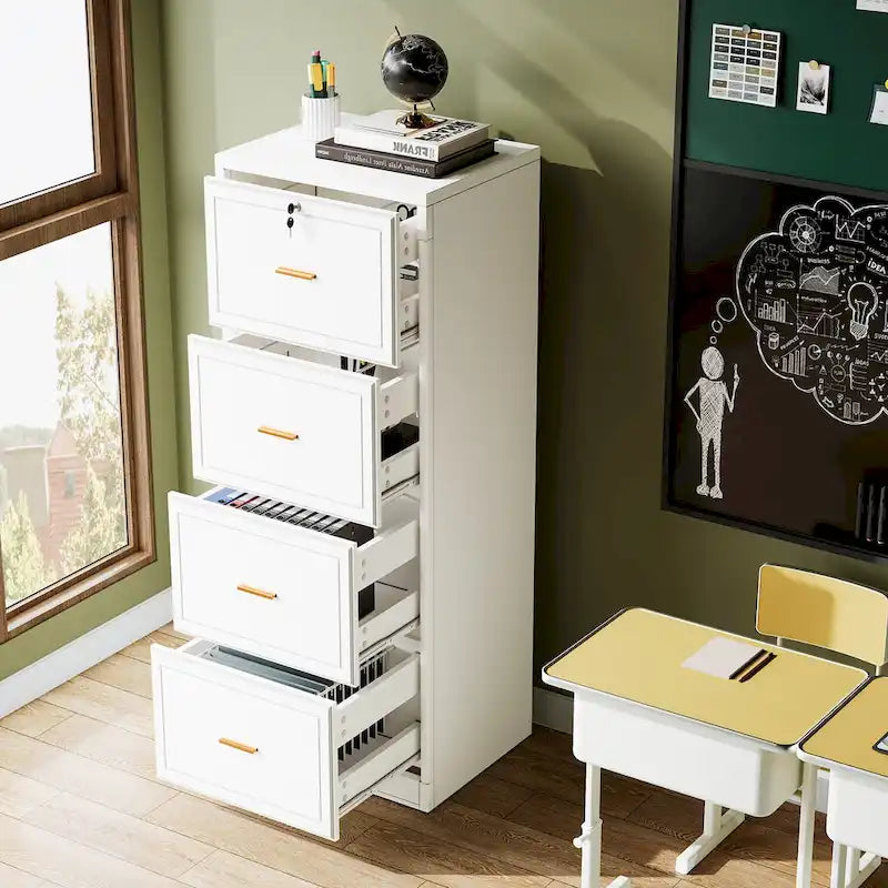 Vertical 4 Drawer File Cabinet with Lock and Key for Home Office