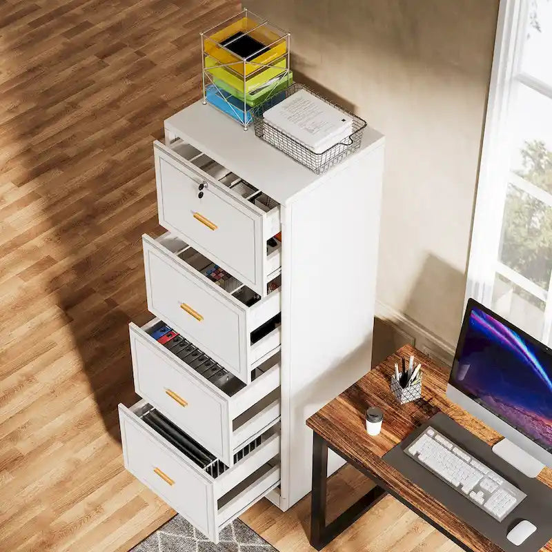 Vertical 4 Drawer File Cabinet with Lock and Key for Home Office