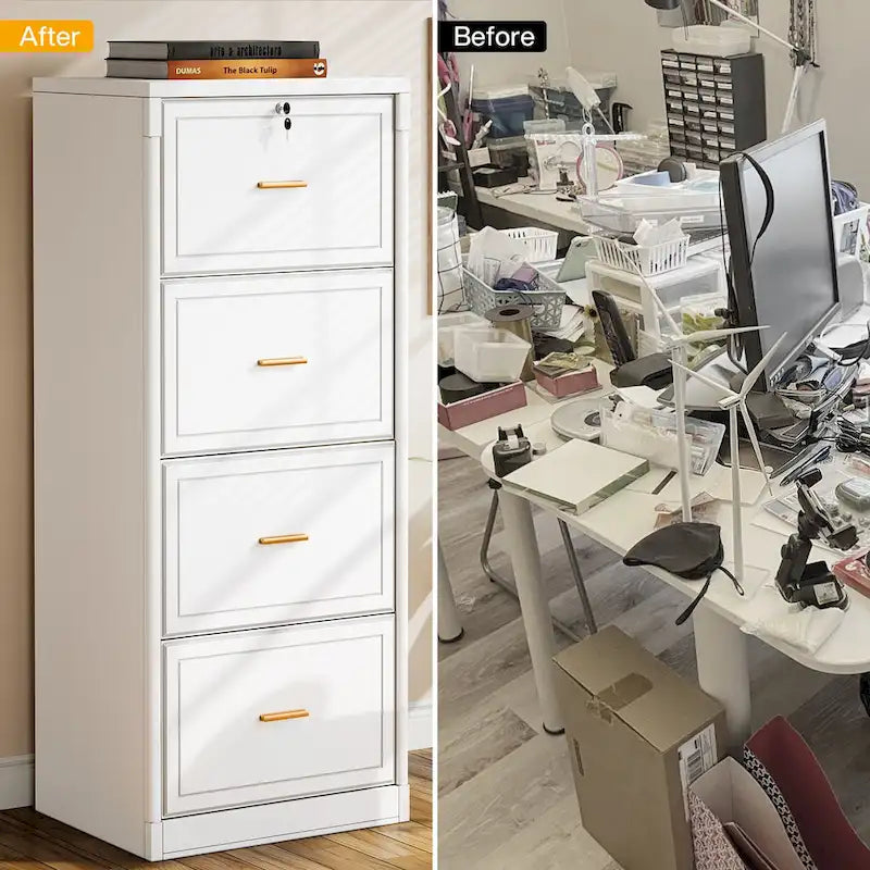 Vertical 4 Drawer File Cabinet with Lock and Key for Home Office