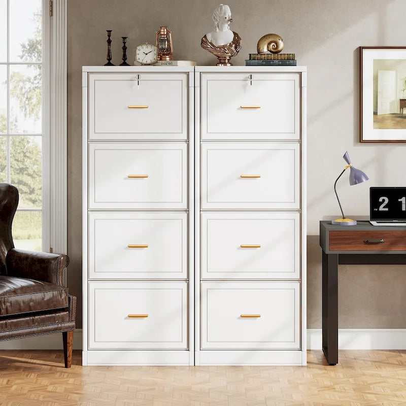 Vertical 4 Drawer File Cabinet with Lock and Key for Home Office