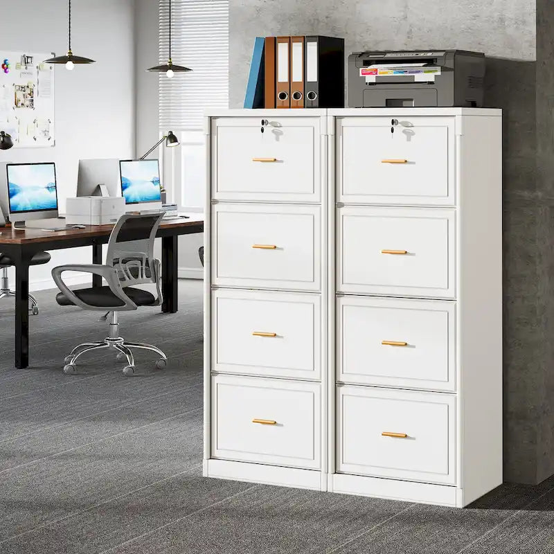 Vertical 4 Drawer File Cabinet with Lock and Key for Home Office
