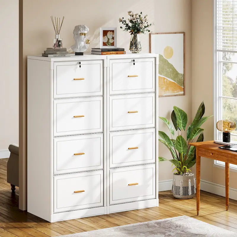 Vertical 4 Drawer File Cabinet with Lock and Key for Home Office