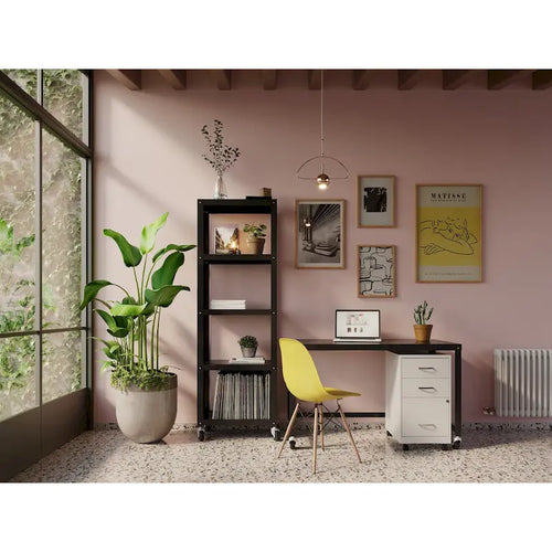 3-Drawer Mobile Metal File Cabinet, Pearl White
