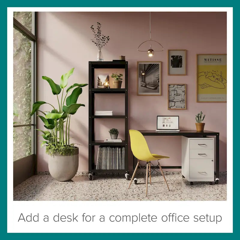 3-Drawer Mobile Metal File Cabinet, Pearl White