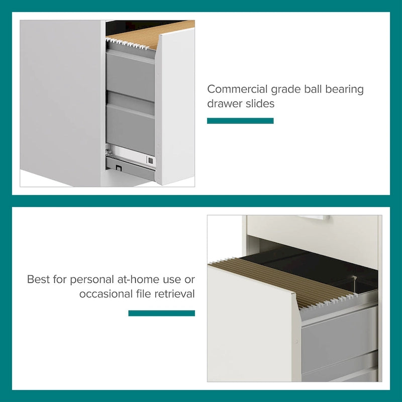 3-Drawer Mobile Metal File Cabinet, Pearl White