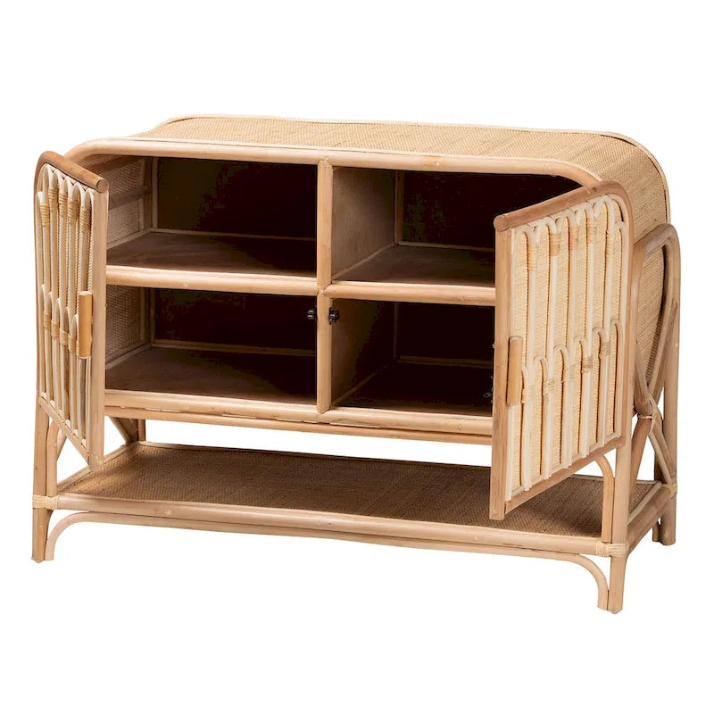 Bohemian Natural Rattan 2-Door Storage Cabinet