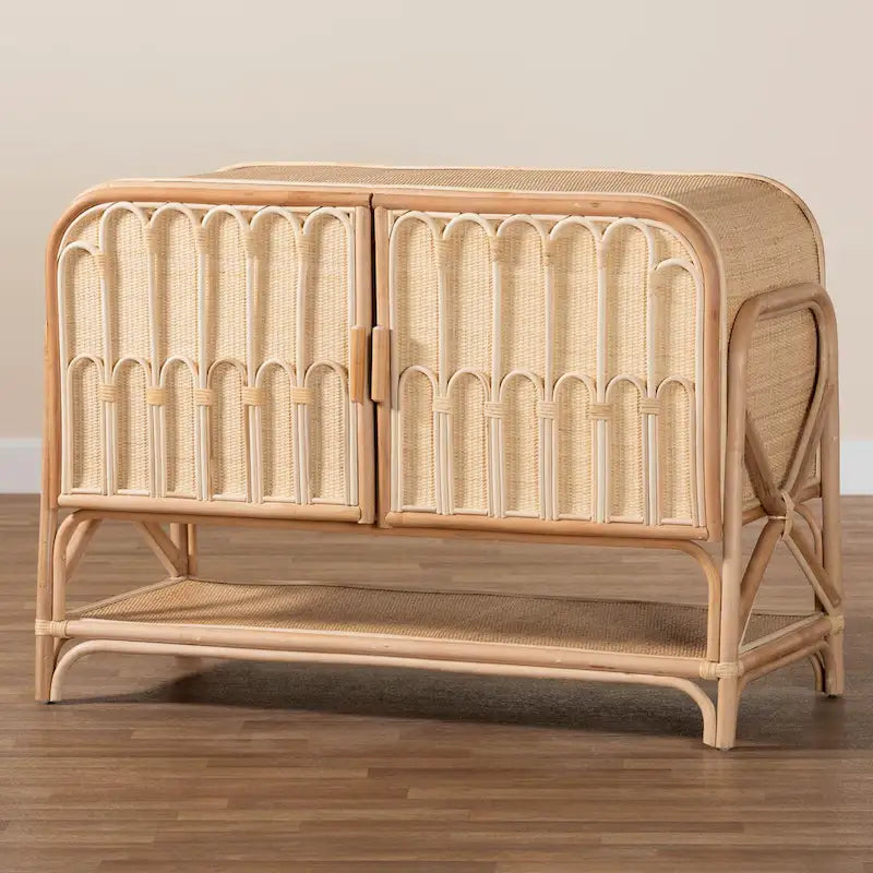 Bohemian Natural Rattan 2-Door Storage Cabinet