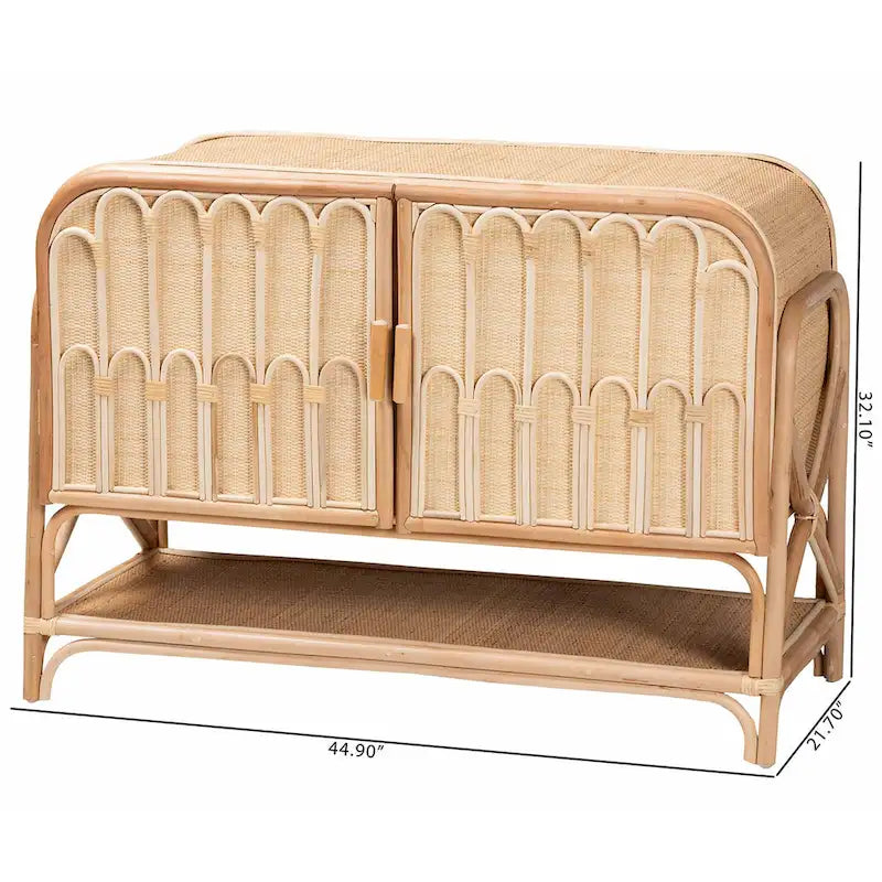 Bohemian Natural Rattan 2-Door Storage Cabinet