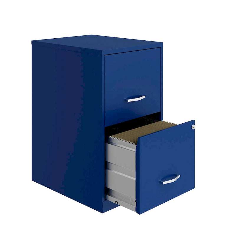18in. 2-Drawer Metal File Cabinet - Blue
