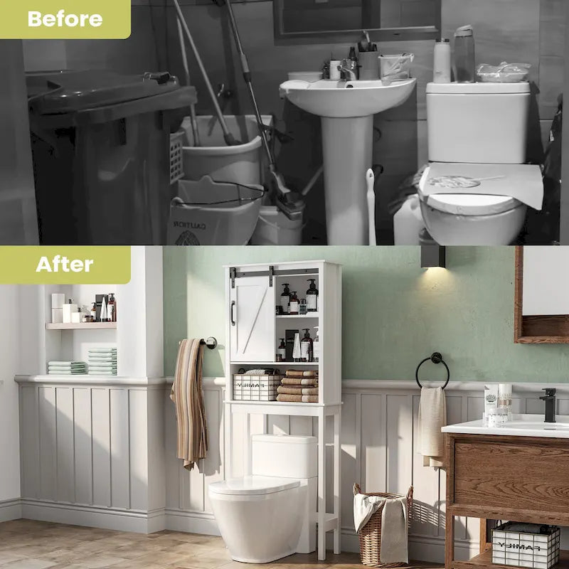 Bath Storage Cabinet Bathroom Space Saver Over the Toilet Bath Fixtures Bathroom Organizer Shelf - See Picture