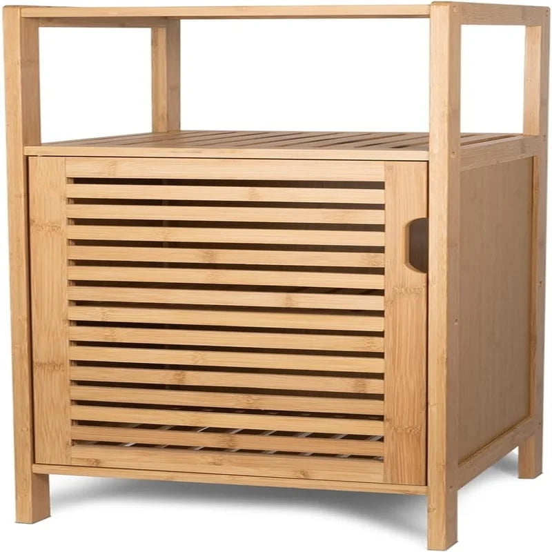 Bathroom Bamboo Storage Cabinet - 13.1D x 14.3W x 34H