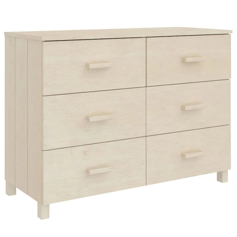 Solid Wood Pine Sideboard with 6 Drawers - 44.5 x 15.7 x 31.5"