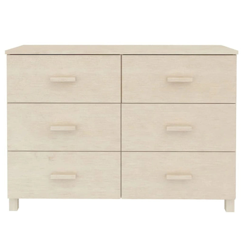 Solid Wood Pine Sideboard with 6 Drawers - 44.5 x 15.7 x 31.5"