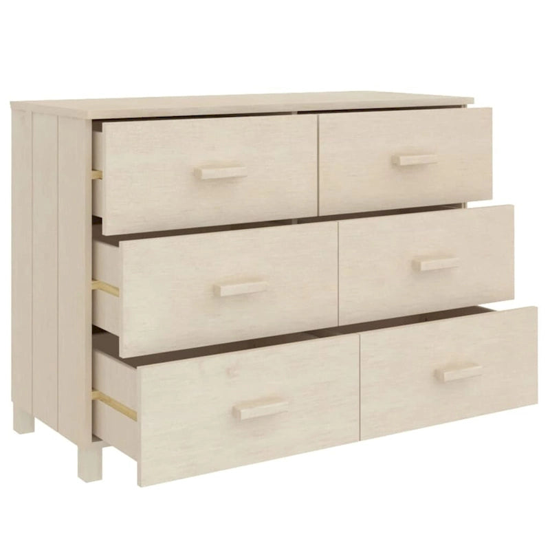 Solid Wood Pine Sideboard with 6 Drawers - 44.5 x 15.7 x 31.5"