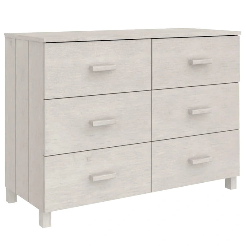 Solid Wood Pine Sideboard with 6 Drawers - 44.5 x 15.7 x 31.5"