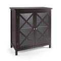 Buffet Cabinet with Tempered Glass Doors & Adjustable Shelves for Kitchen - 35.5 x 15.5 x 38 (L x W x H)