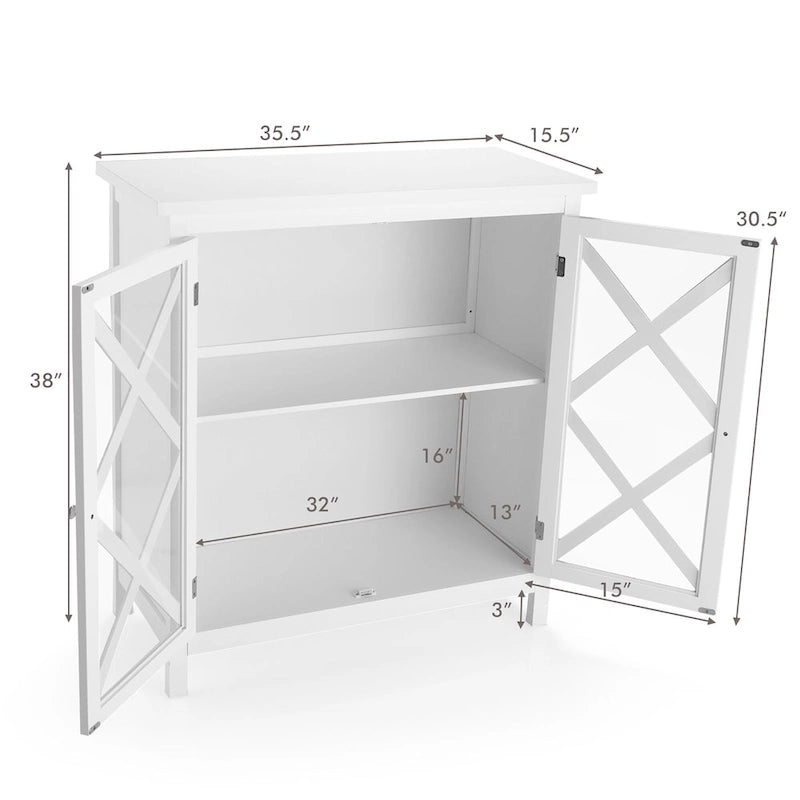 Kitchen Buffet Sideboard Storage Cabinet with Glass Doors