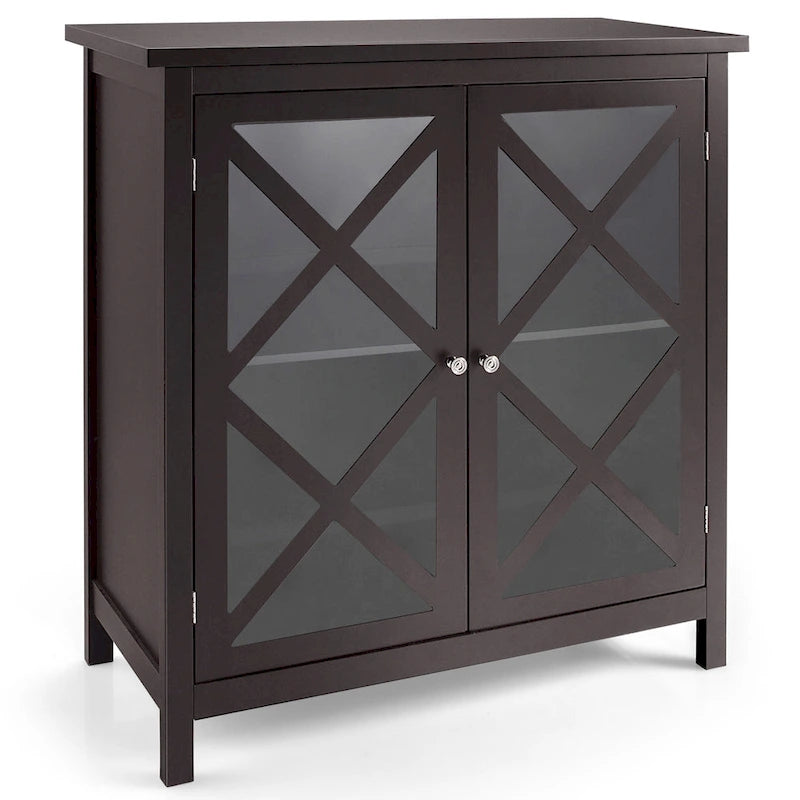 Kitchen Buffet Sideboard Storage Cabinet with Glass Doors