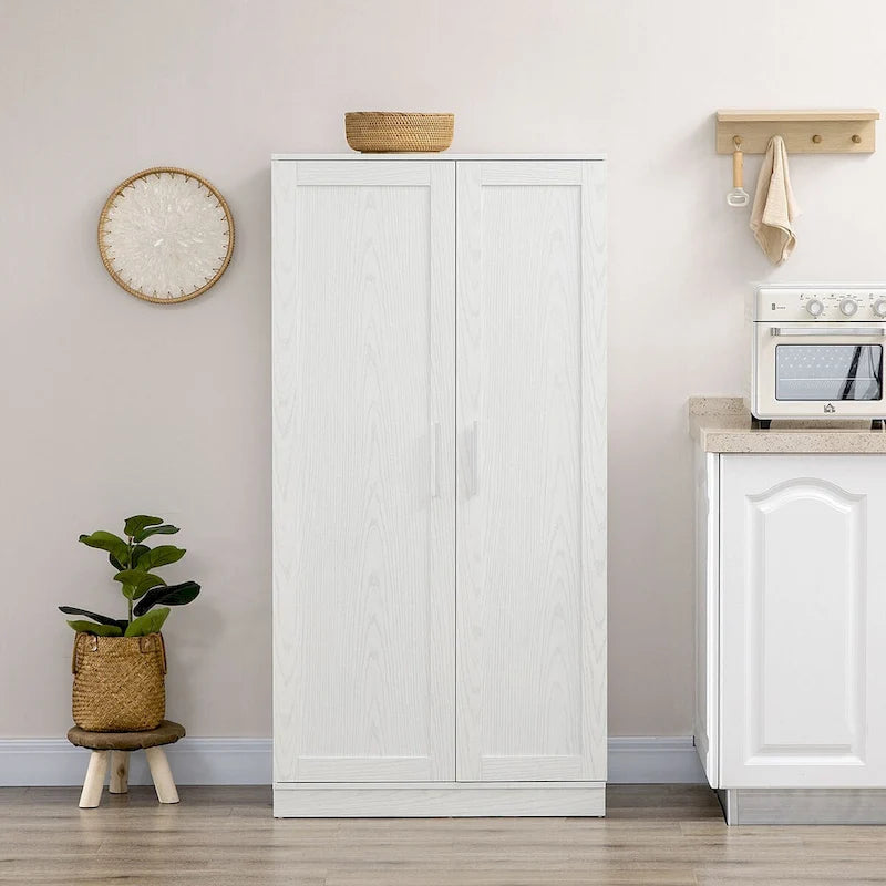 Kitchen Pantry Storage Cabinet, 14-Tier Freestanding Kitchen Cupboard with 2 Doors, Adjustable Shelves for Living Room
