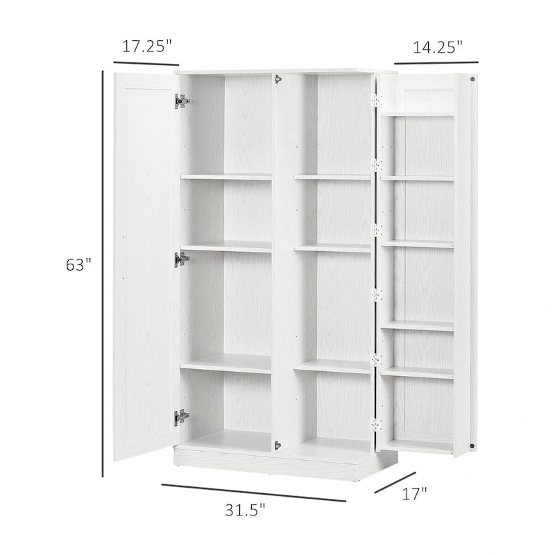 Kitchen Pantry Storage Cabinet, 14-Tier Freestanding Kitchen Cupboard with 2 Doors, Adjustable Shelves for Living Room