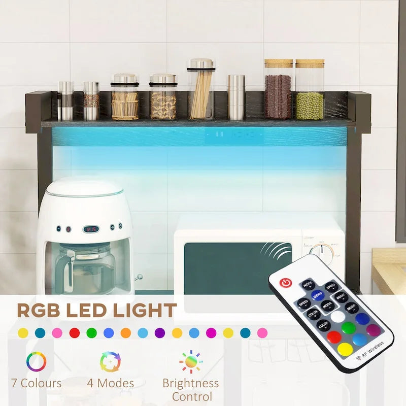 Industrial Baker's Rack with Power Outlet and LED Lights, Storage