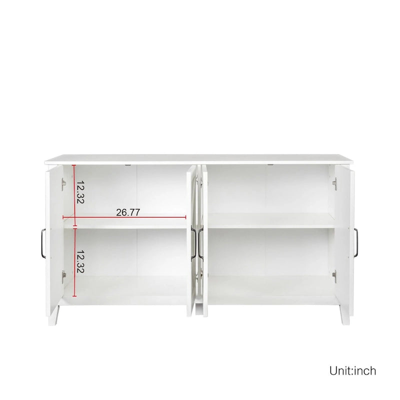 Cabinet with 4 Doors and 4 open shelgves,Freestanding Sideboard Storage Cabinet