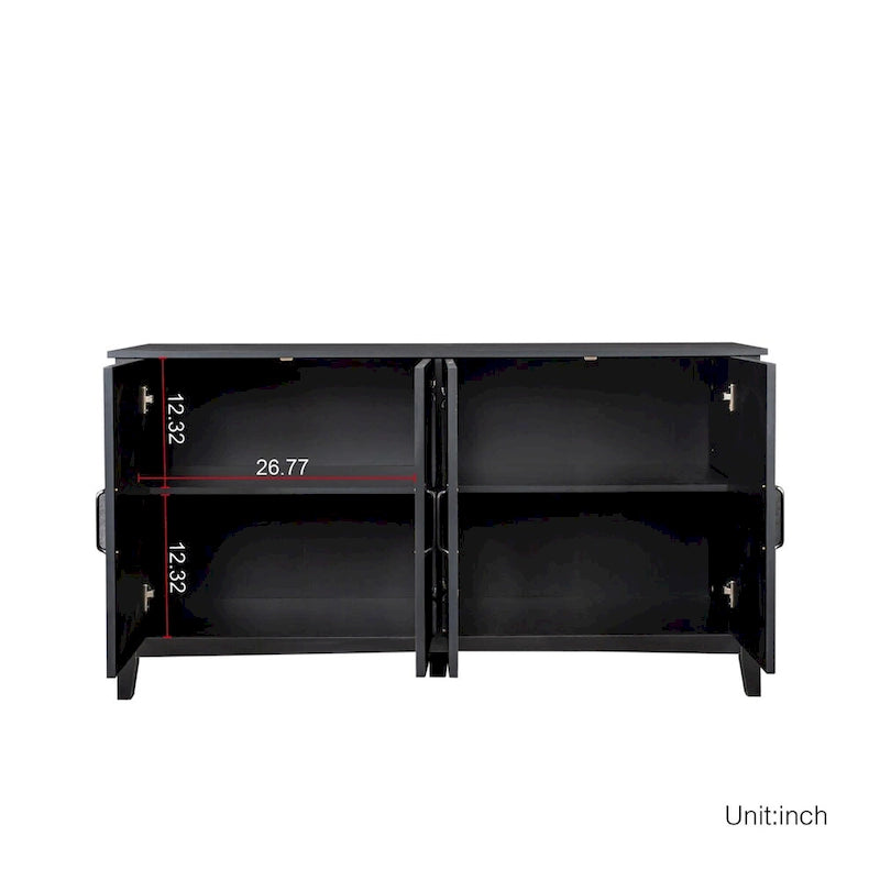 Cabinet with 4 Doors and 4 open shelgves,Freestanding Sideboard Storage Cabinet