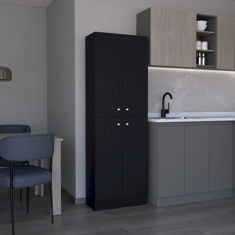 Kitchen Pantry Storage Cabinet, With 4 Doors, 5 Shelves