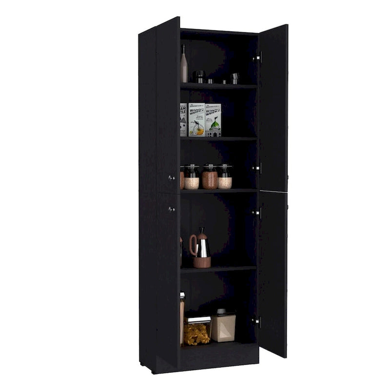 Kitchen Pantry Storage Cabinet, With 4 Doors, 5 Shelves
