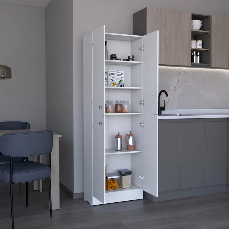 Kitchen Pantry Storage Cabinet, With 4 Doors, 5 Shelves