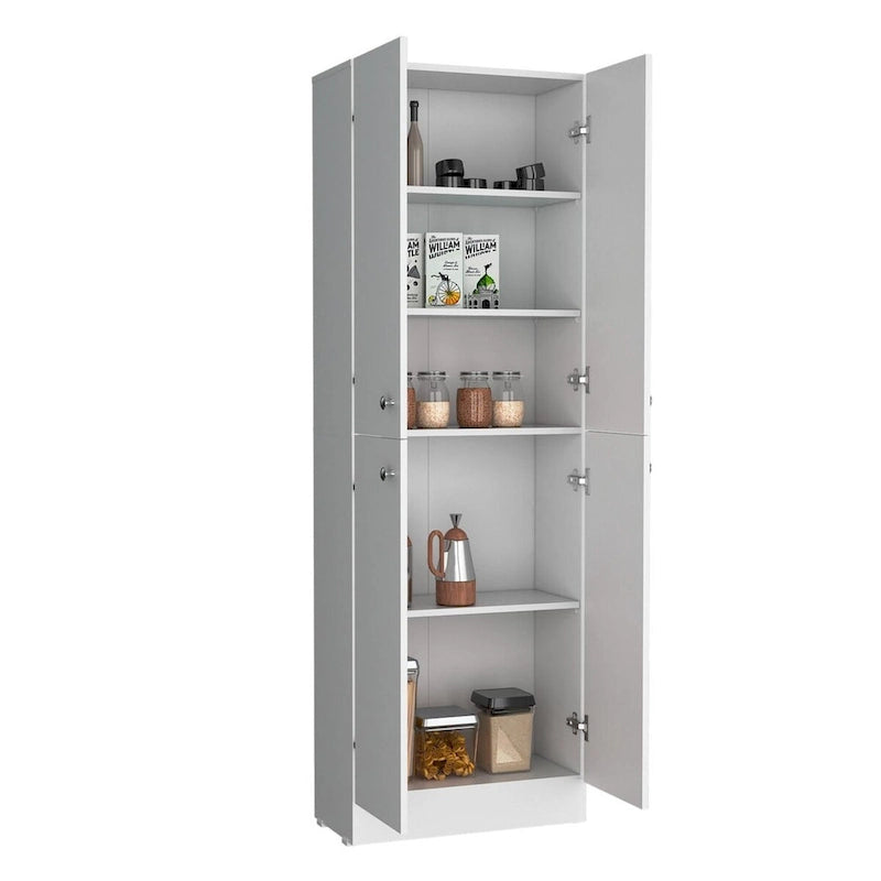 Kitchen Pantry Storage Cabinet, With 4 Doors, 5 Shelves