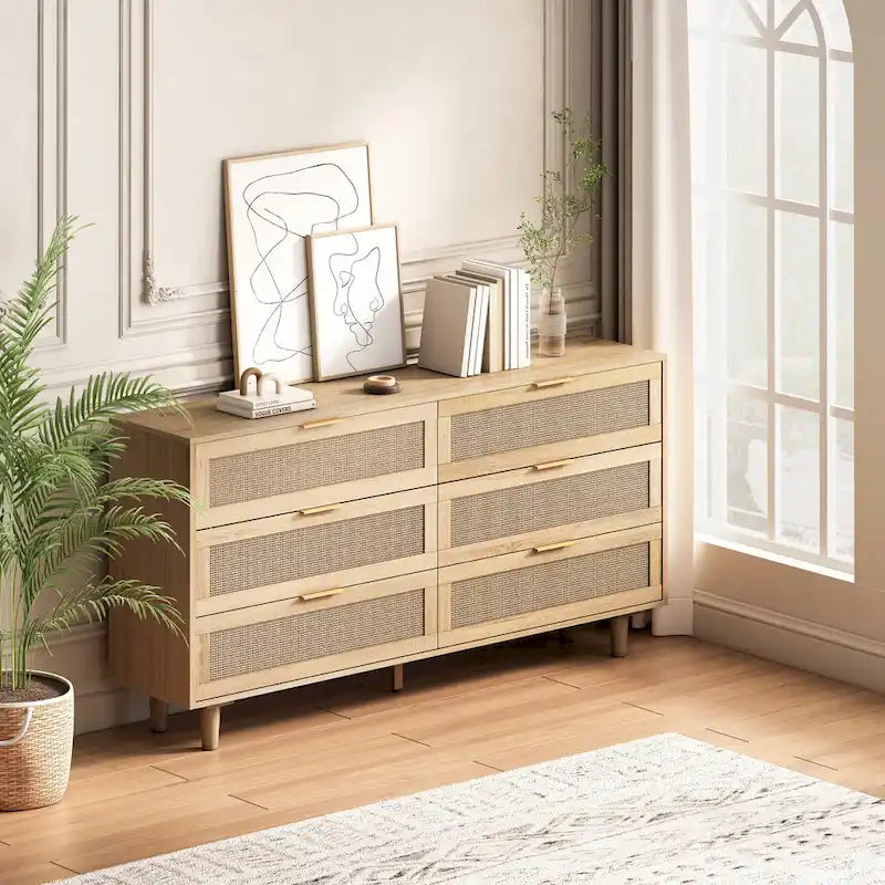 Modern Rattan Storage Cabinet Rattan Drawer,for Bedroom,Living Room