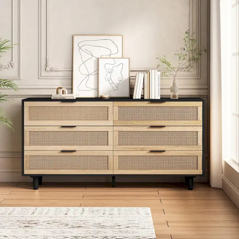 Modern Rattan Storage Cabinet Rattan Drawer,for Bedroom,Living Room