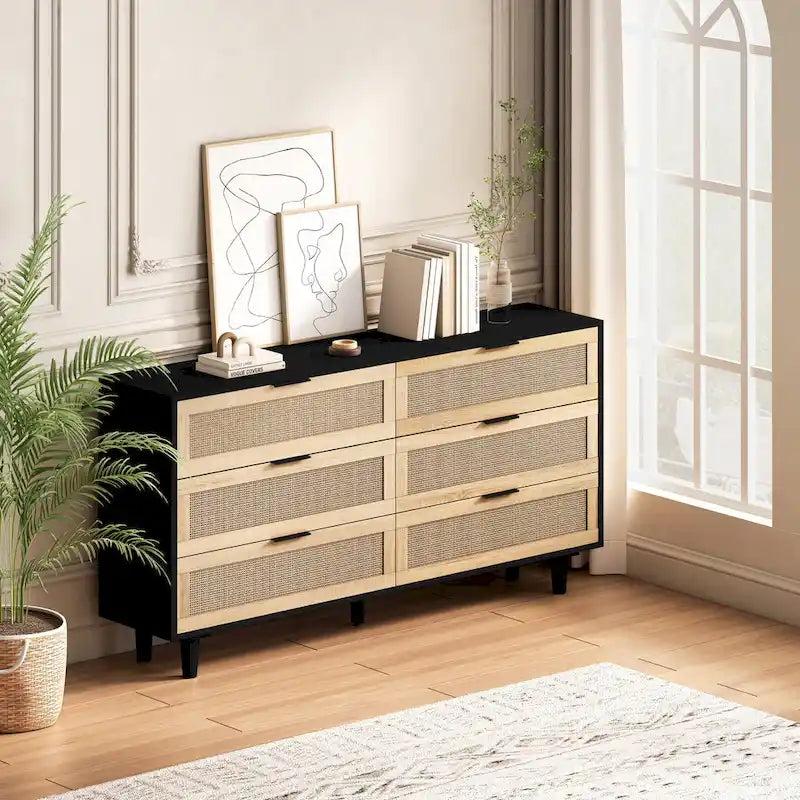 Modern Rattan Storage Cabinet Rattan Drawer,for Bedroom,Living Room