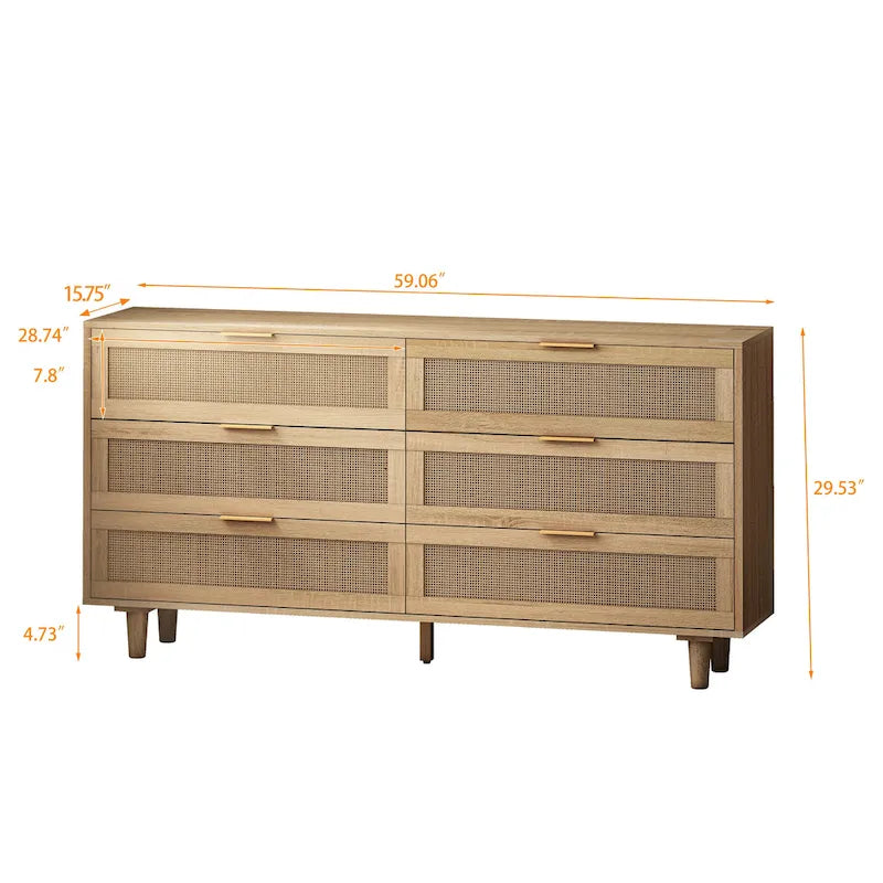 Modern Rattan Storage Cabinet Rattan Drawer,for Bedroom,Living Room