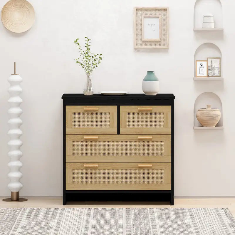 Modern Rattan Storage Cabinet Rattan Drawer,for Bedroom,Living Room