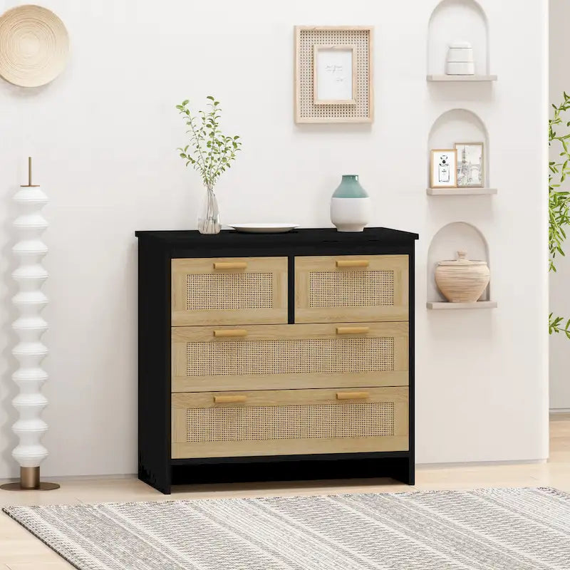 Modern Rattan Storage Cabinet Rattan Drawer,for Bedroom,Living Room