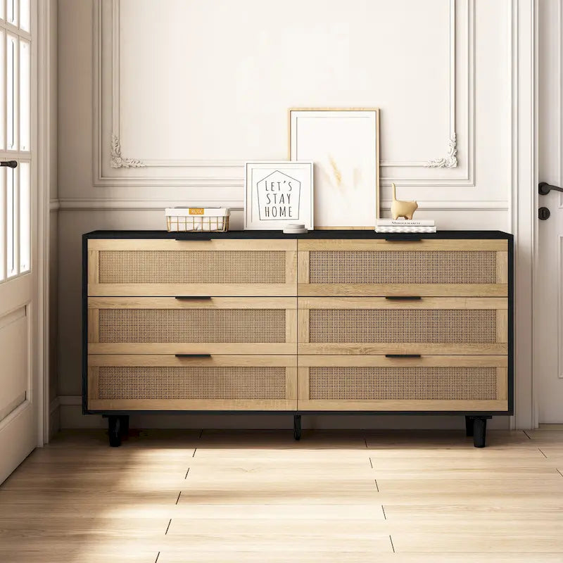 Modern Rattan Storage Cabinet Rattan Drawer,for Bedroom,Living Room