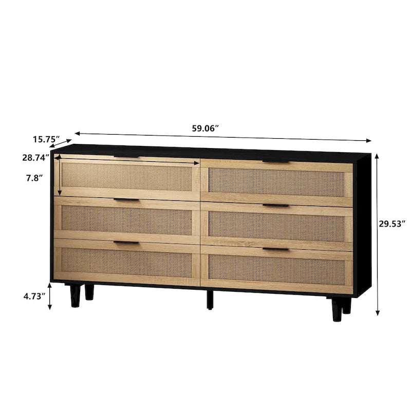 Modern Rattan Storage Cabinet Rattan Drawer,for Bedroom,Living Room