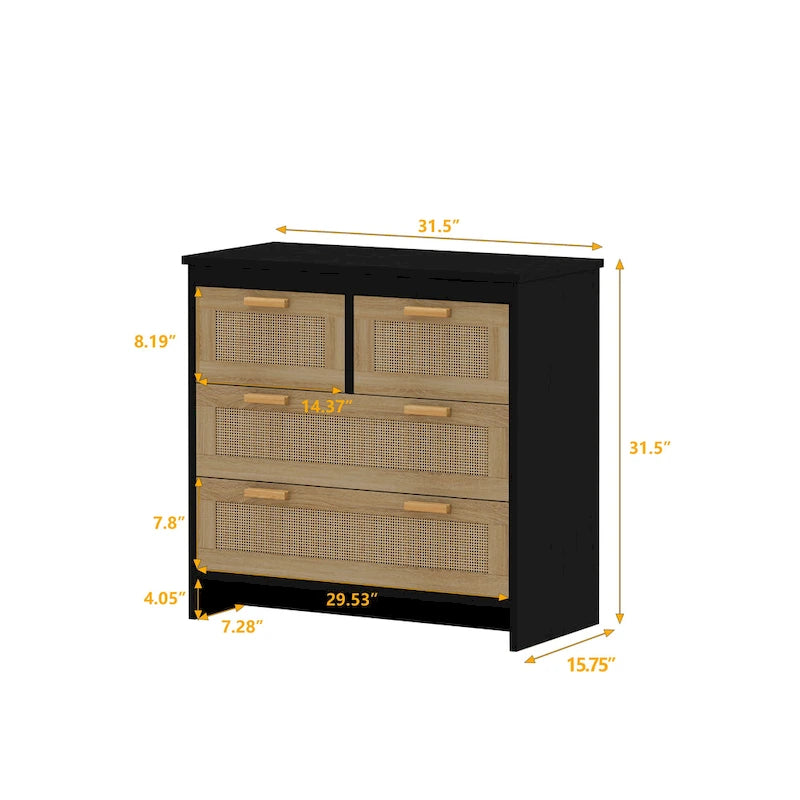 Modern Rattan Storage Cabinet Rattan Drawer,for Bedroom,Living Room