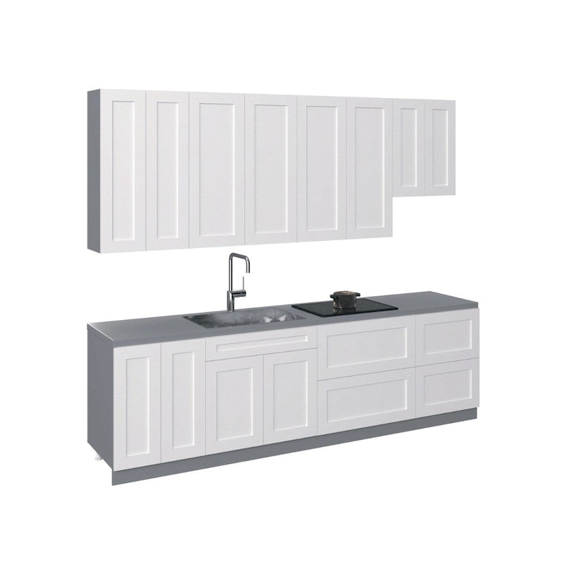 Kitchen Contemporary Collection White Matte Color Base Size 9.5Ft Wide - 114x24